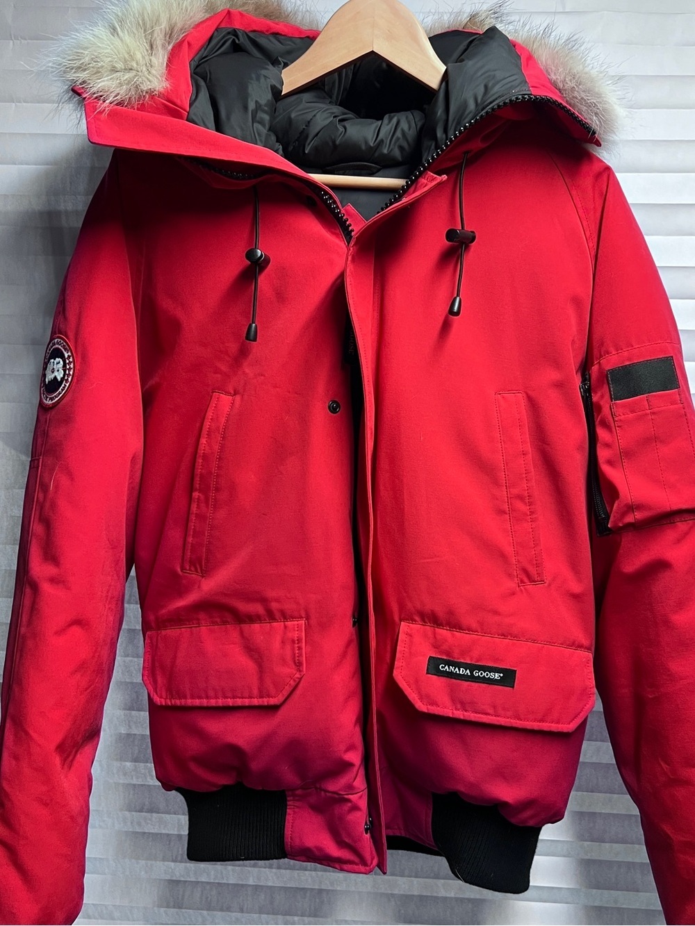 Canada Goose Red Women’s Down-Filled Parka with Fur Trim Hood